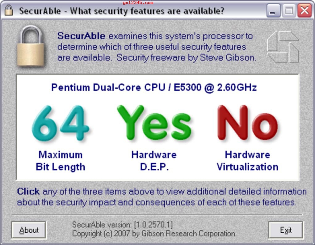 SecurAble_cpu虚拟化检测工具_检测CPU是否支持虚拟化